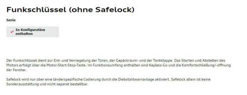 Funkschlüssel (ohne Safelock)