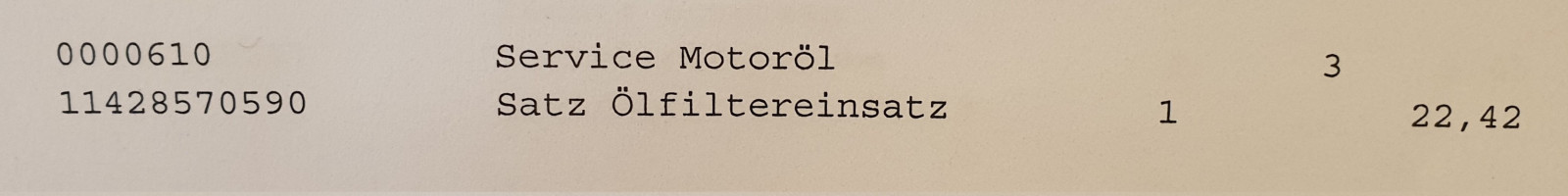 Ölwechsel BMW 225xe Vertragswerkst netto