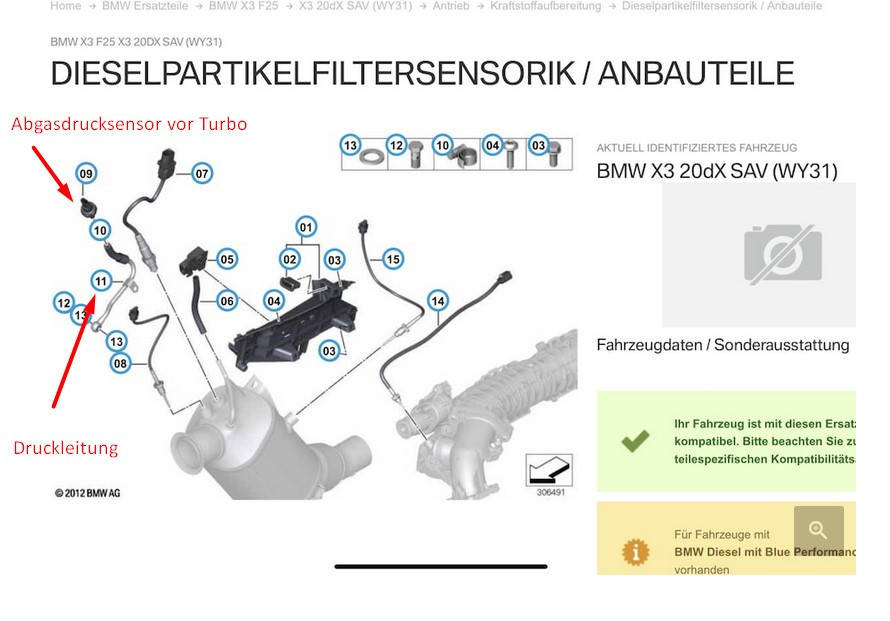 Abgastemperatur vor DPF Wert von -0,04 Celsius