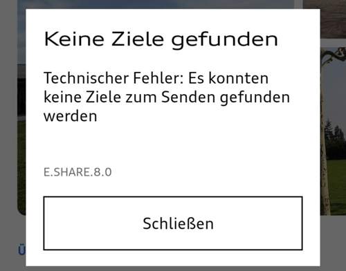 Fehlermeldung von der MyAudi App