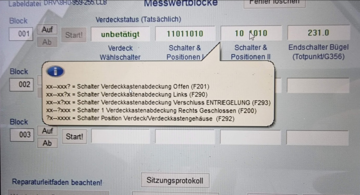 Cabrio, Verdeck öffnet nicht