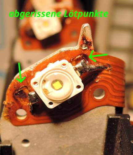 Abgerissene Lötpunkte