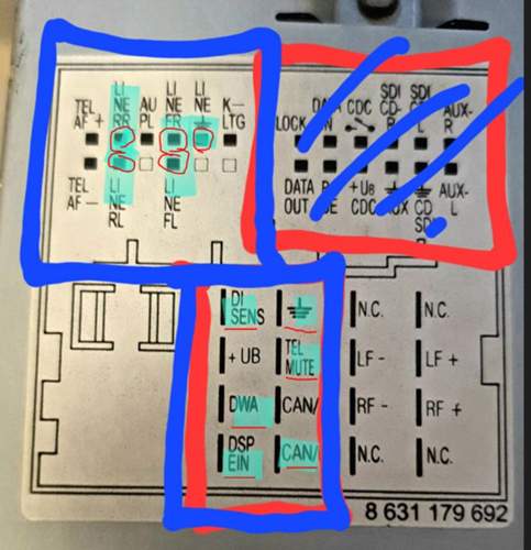 Die markieten Pins sins belegt