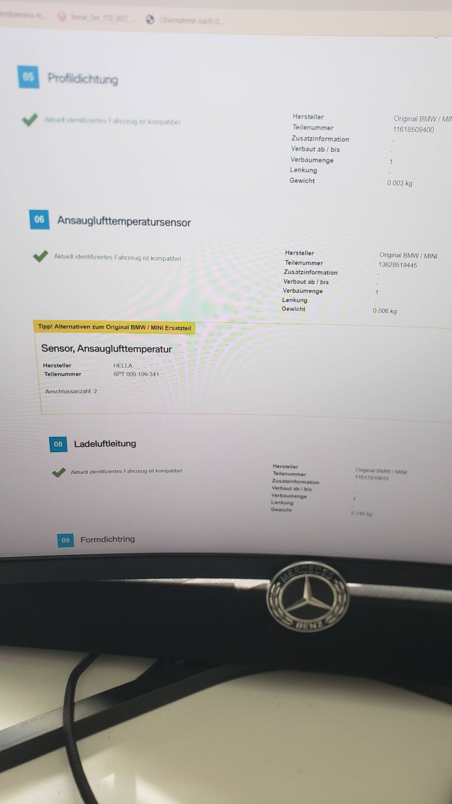 Luftmasse Ist- und Soll-Werte