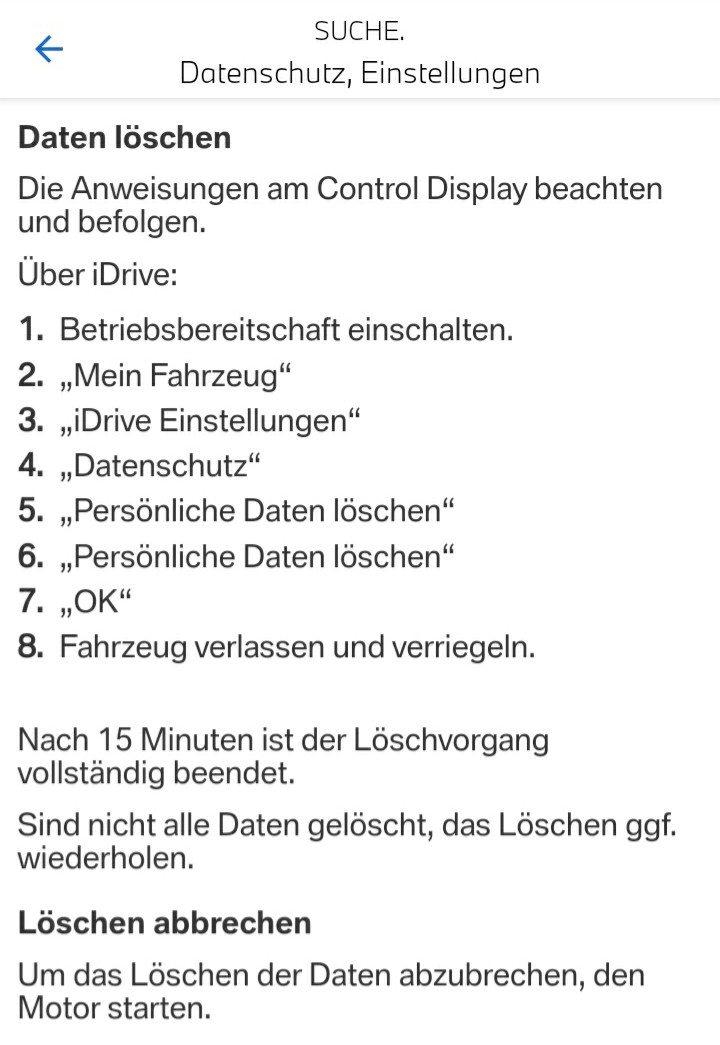 BMW F45 Einstellungen zurücksetzen