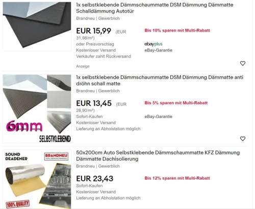 Selbstklebende Dämmmatte