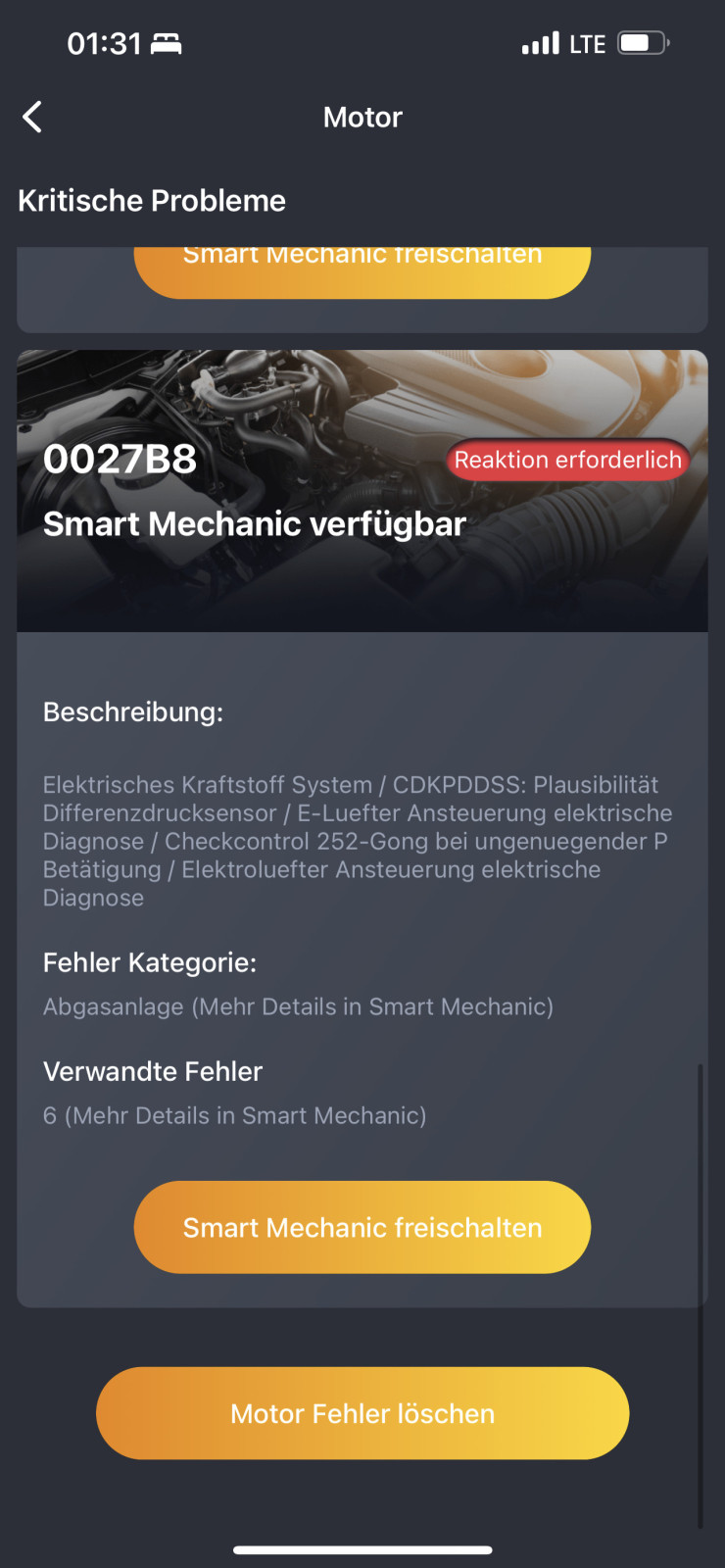 Nach Vollgas nur verminderte Leistung