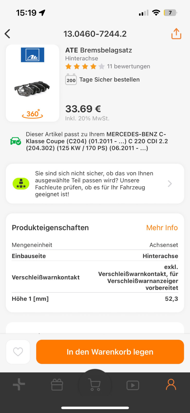 Welche Bremsklötze für meine C 220 Cdi Coupe