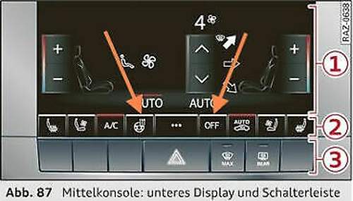 Unteres Display Schalterleiste