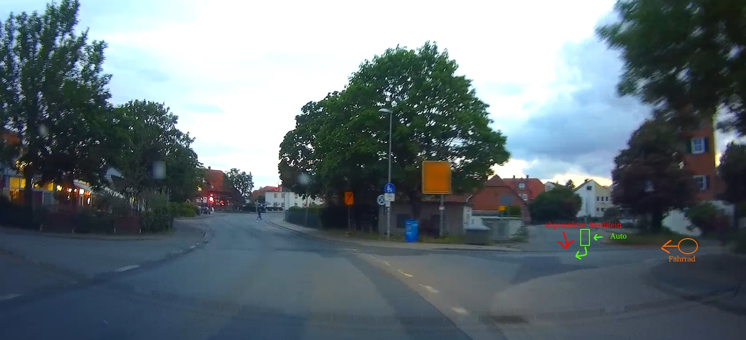 Vorfahrt Verkehrsberuhigter Bereich / Abgesenkter Bordstein