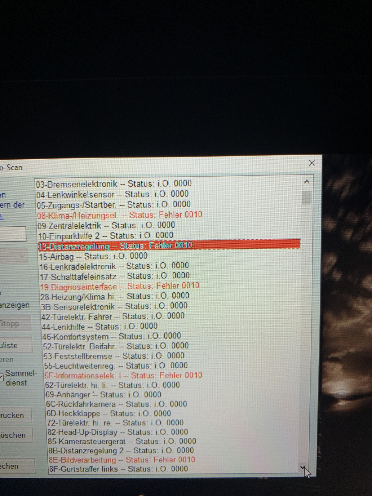 Ausfall ACC und Braking Guard u. a.