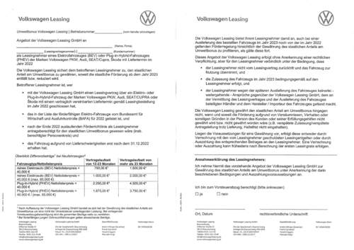 BAFA-Kompensation VW/Audi-Leasing