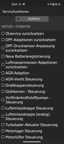 Bimmercode Expertenmodus Liste