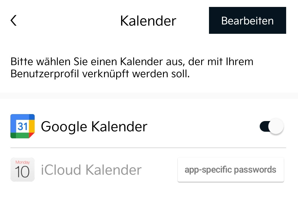 Verbindung mit Kalender