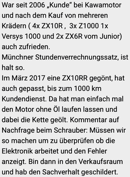 Kawasaki ZX10R 2016 kein Öldruck im Leerlauf nach Ölwechsel