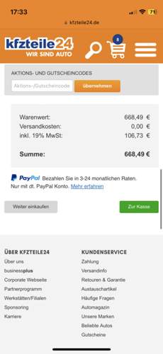 Aktueller Preis KFZ Teile24