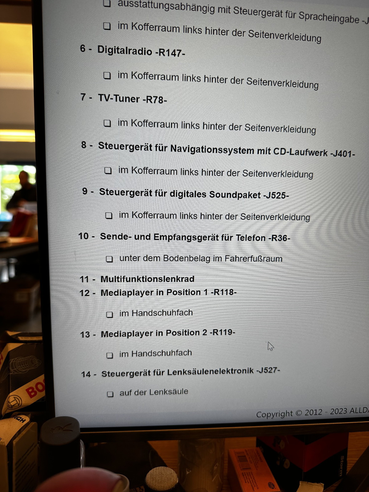 MMI Ausgefahlen und Telefon, Telematik Sicherung