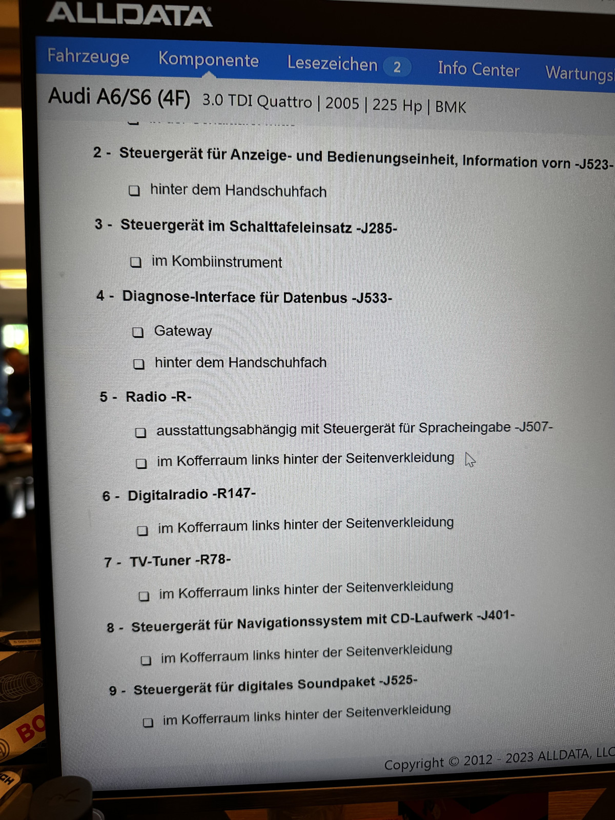 MMI Ausgefahlen und Telefon, Telematik Sicherung