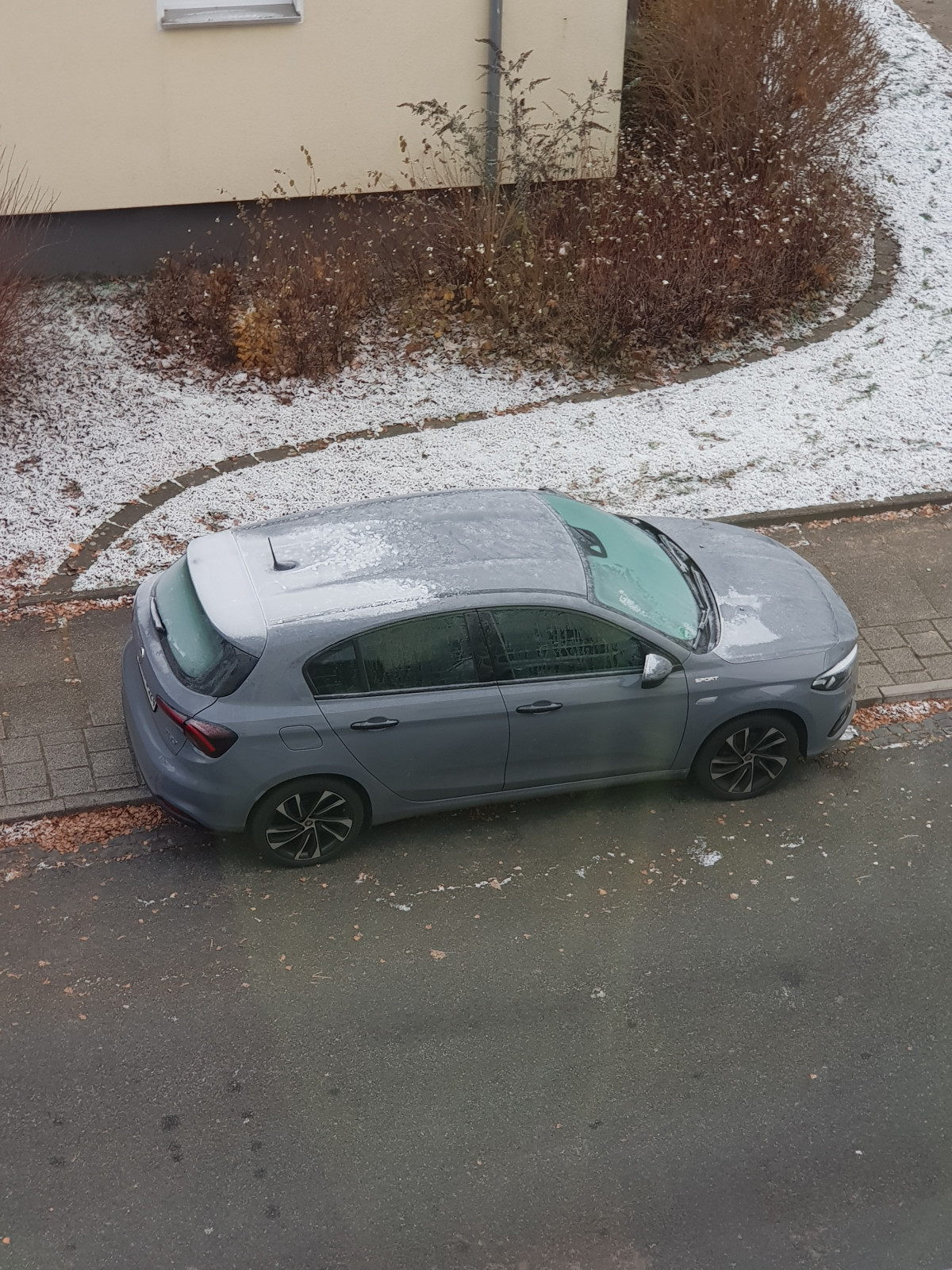 Blick aus der Wohnung bei Schneefall