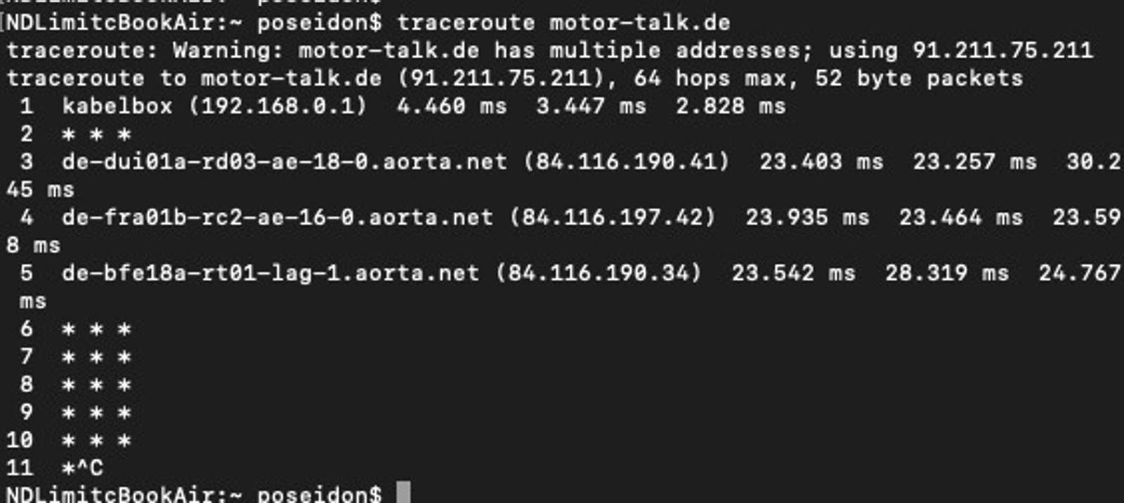 traceroute