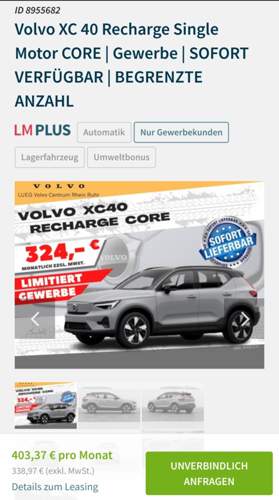 XC40 Single Core Leasing 36 M, 10 Tkm