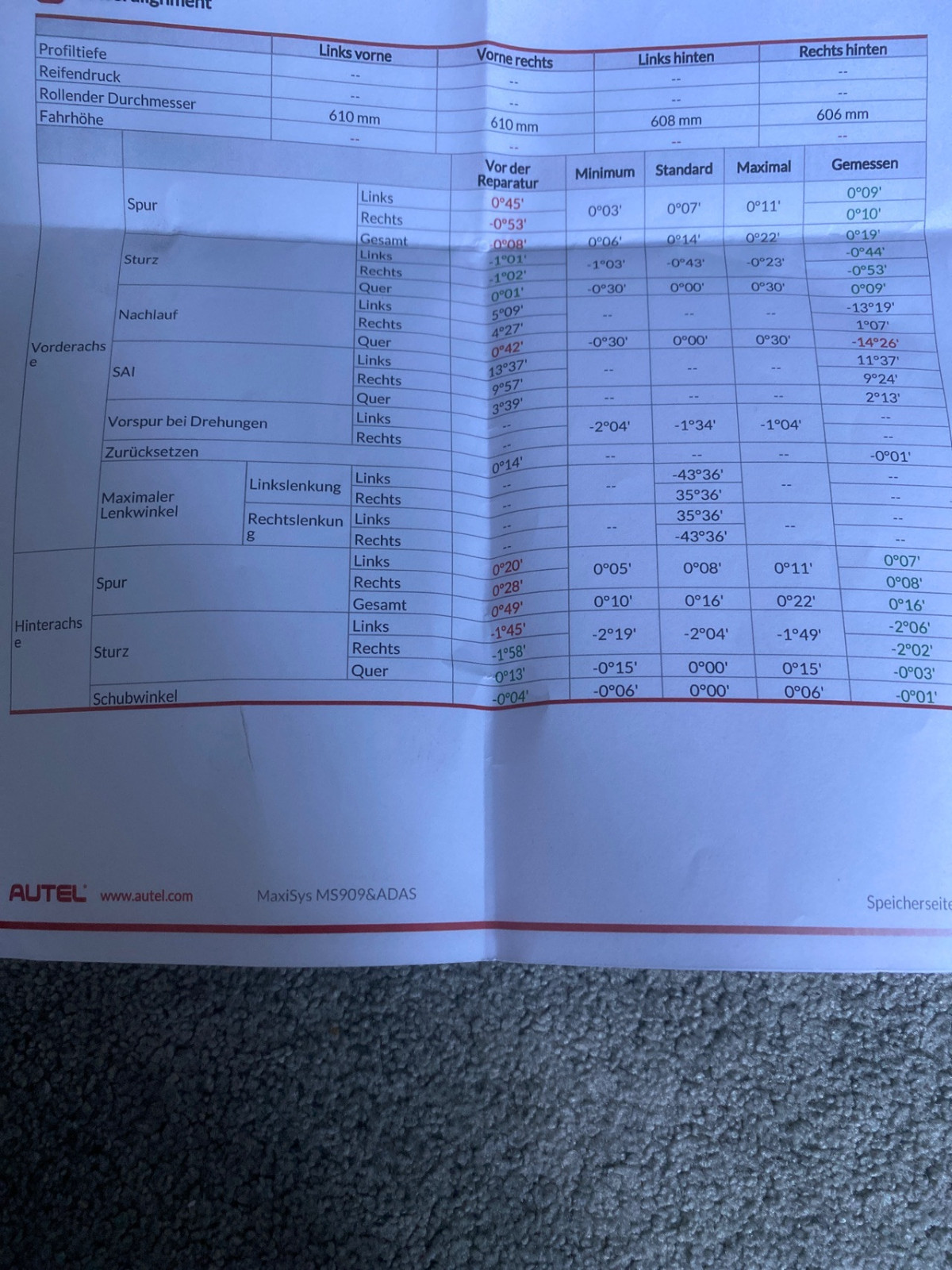 E46 Fahrwerksvermessung
