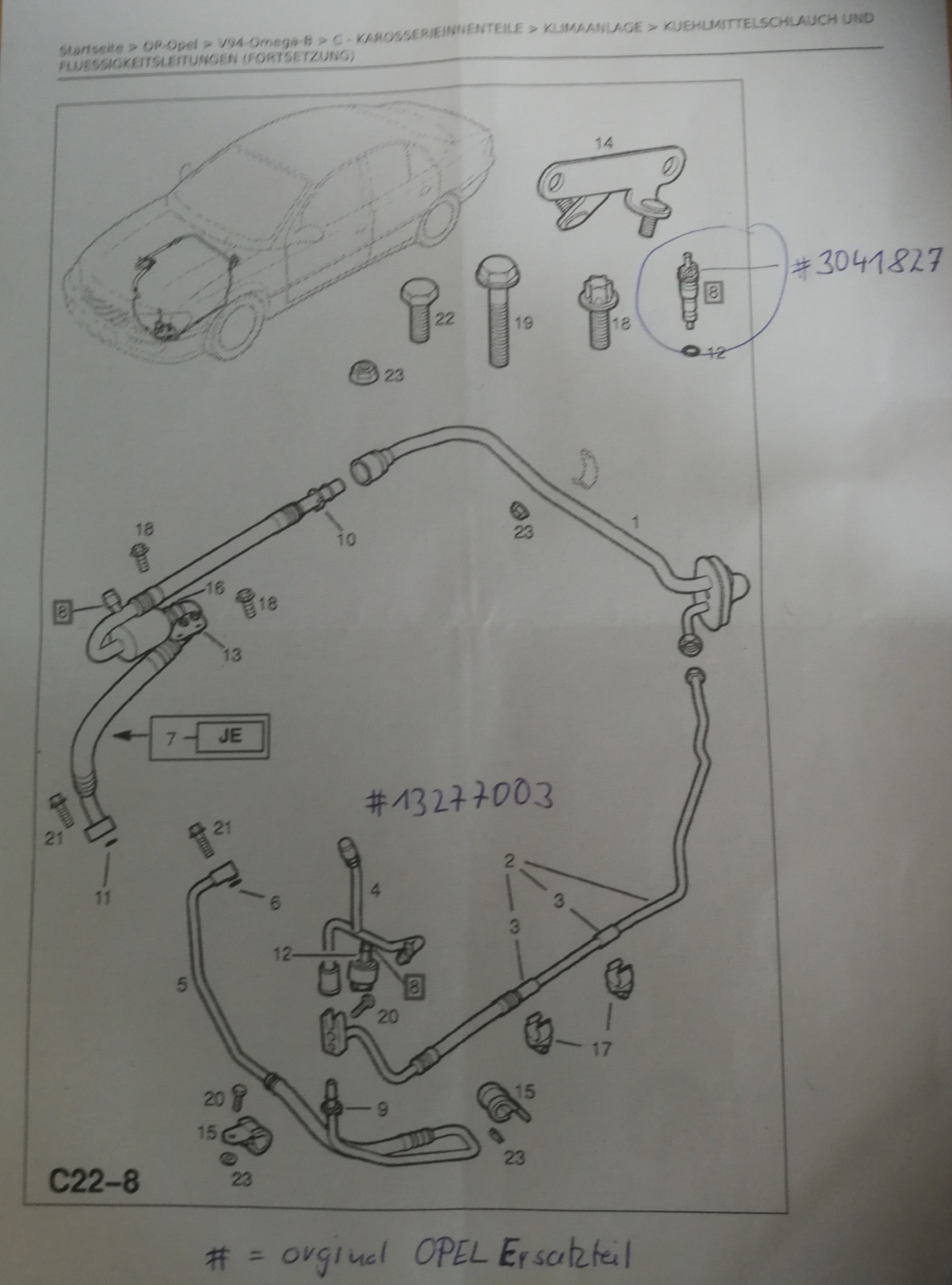 Omega y25dt Ersatzteile Kältekreislauf