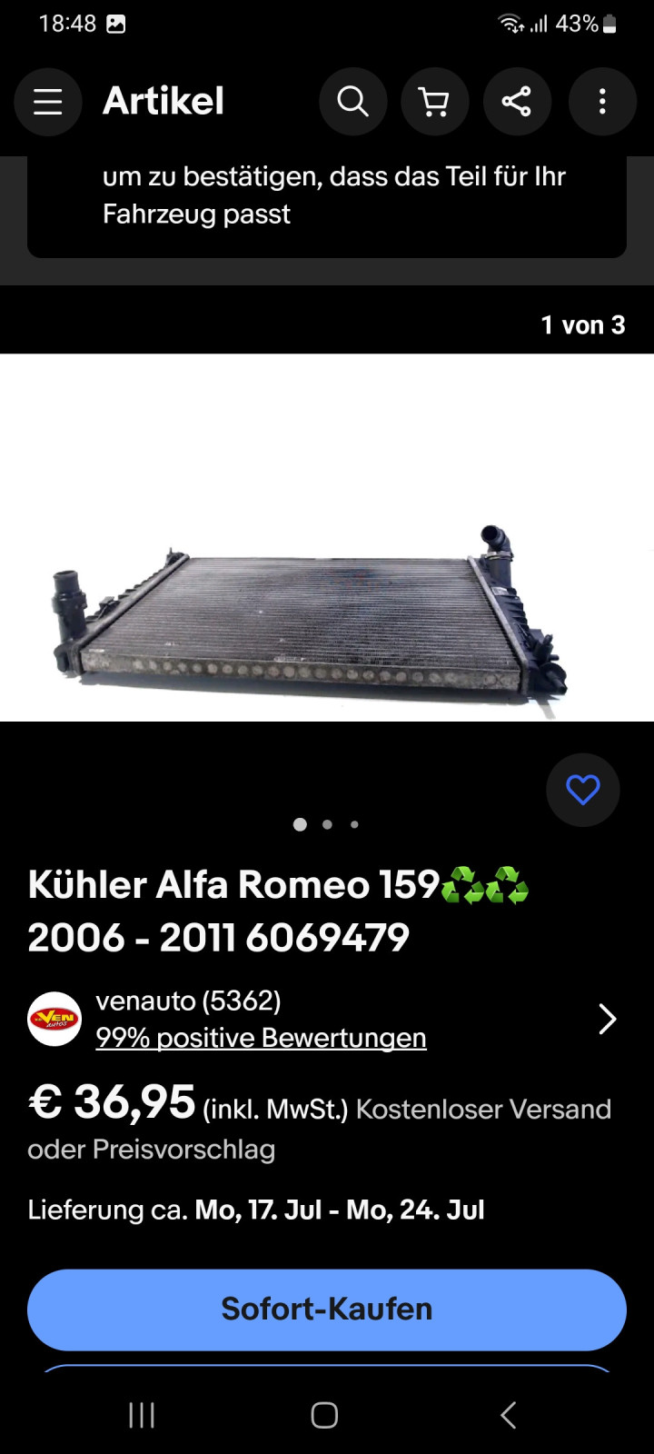 Kühlerschlauch bzw. Stutzen