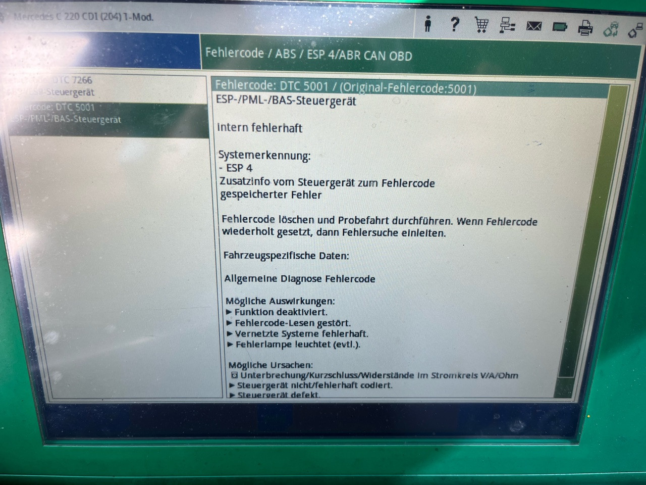 ABS, ESP, Reifendruck, jetzt EBD ohne Funktion. ABS Steuergerät defekt? defekt?