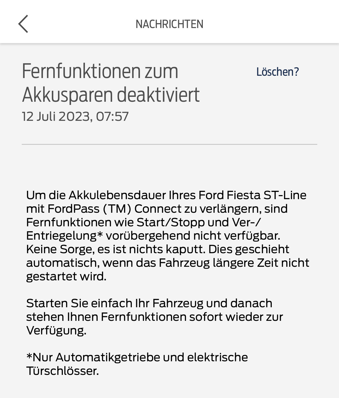 Kryptische Nachrichten in der FordPass-App
