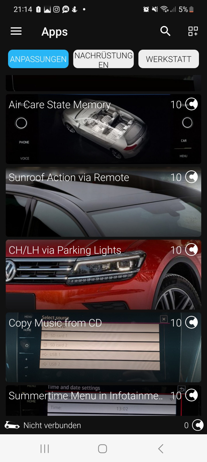 Codierungen für Tiguan 2
