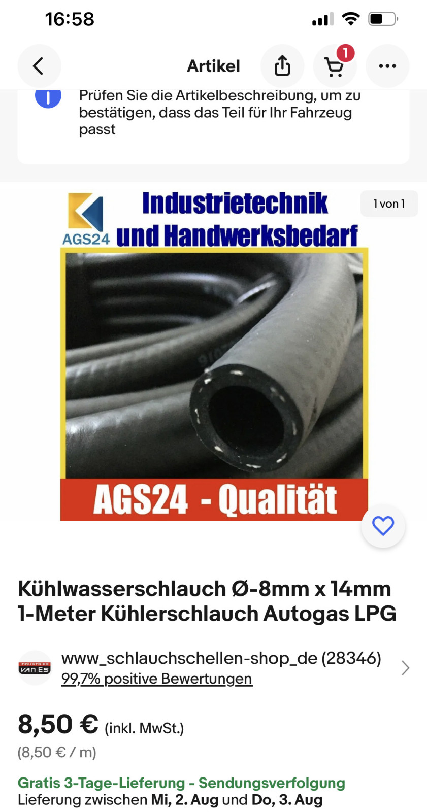 Marderbiss, Kühlerschlauch