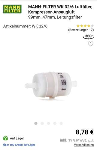 Luftfilter Kompressor Ansaugluft