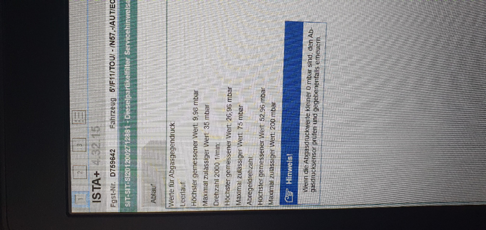 Rußmasse steigt schnell beim Rollen und sinkt beim beschleunigen. RPF voll oder Sensor?