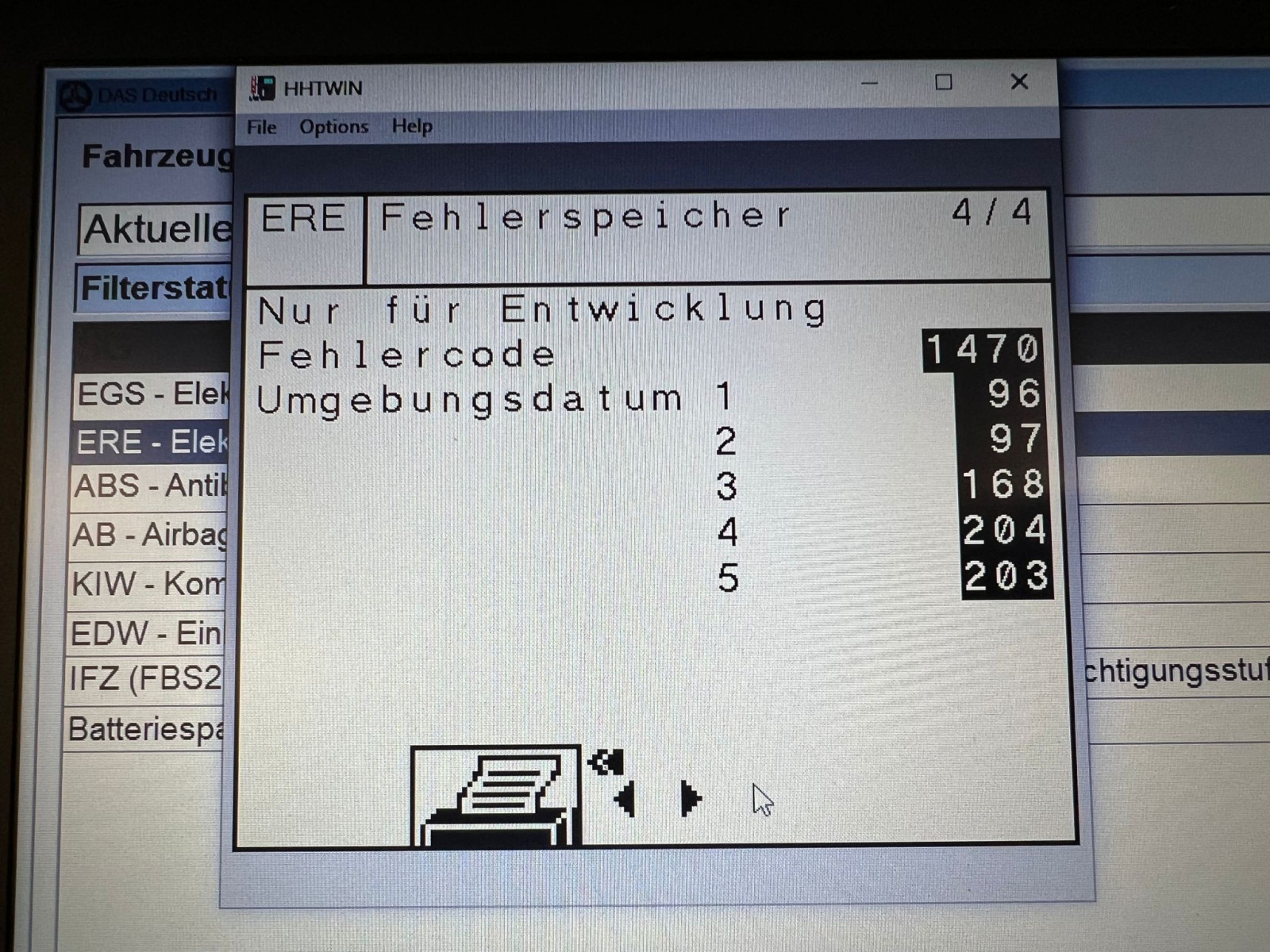Fehlermeldung ERE Elektronisches Reihen-Einspritzsystem Diesel