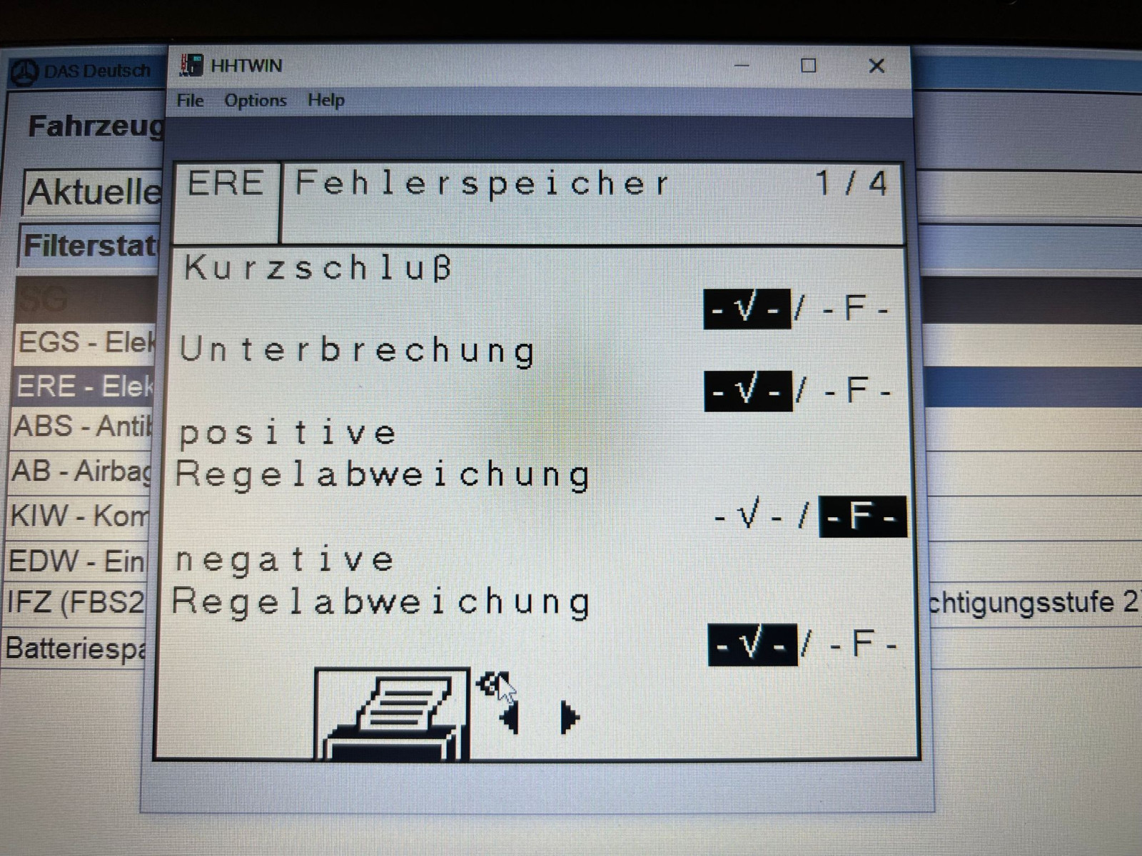 Fehlermeldung ERE Elektronisches Reihen-Einspritzsystem Diesel