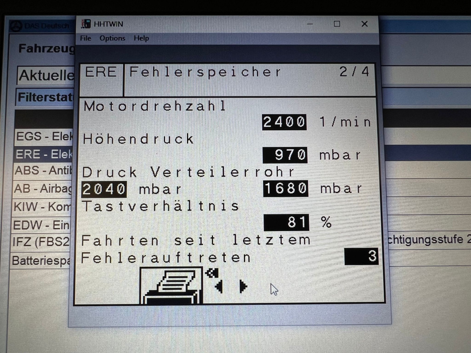 Fehlermeldung ERE Elektronisches Reihen-Einspritzsystem Diesel
