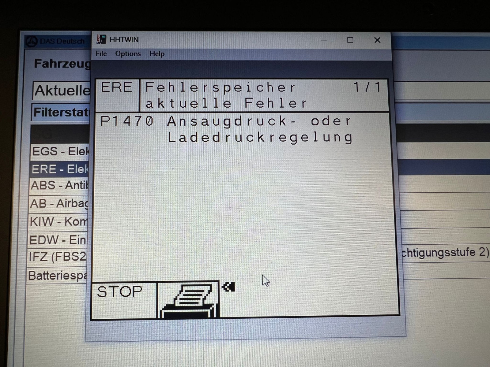 Fehlermeldung ERE Elektronisches Reihen-Einspritzsystem Diesel