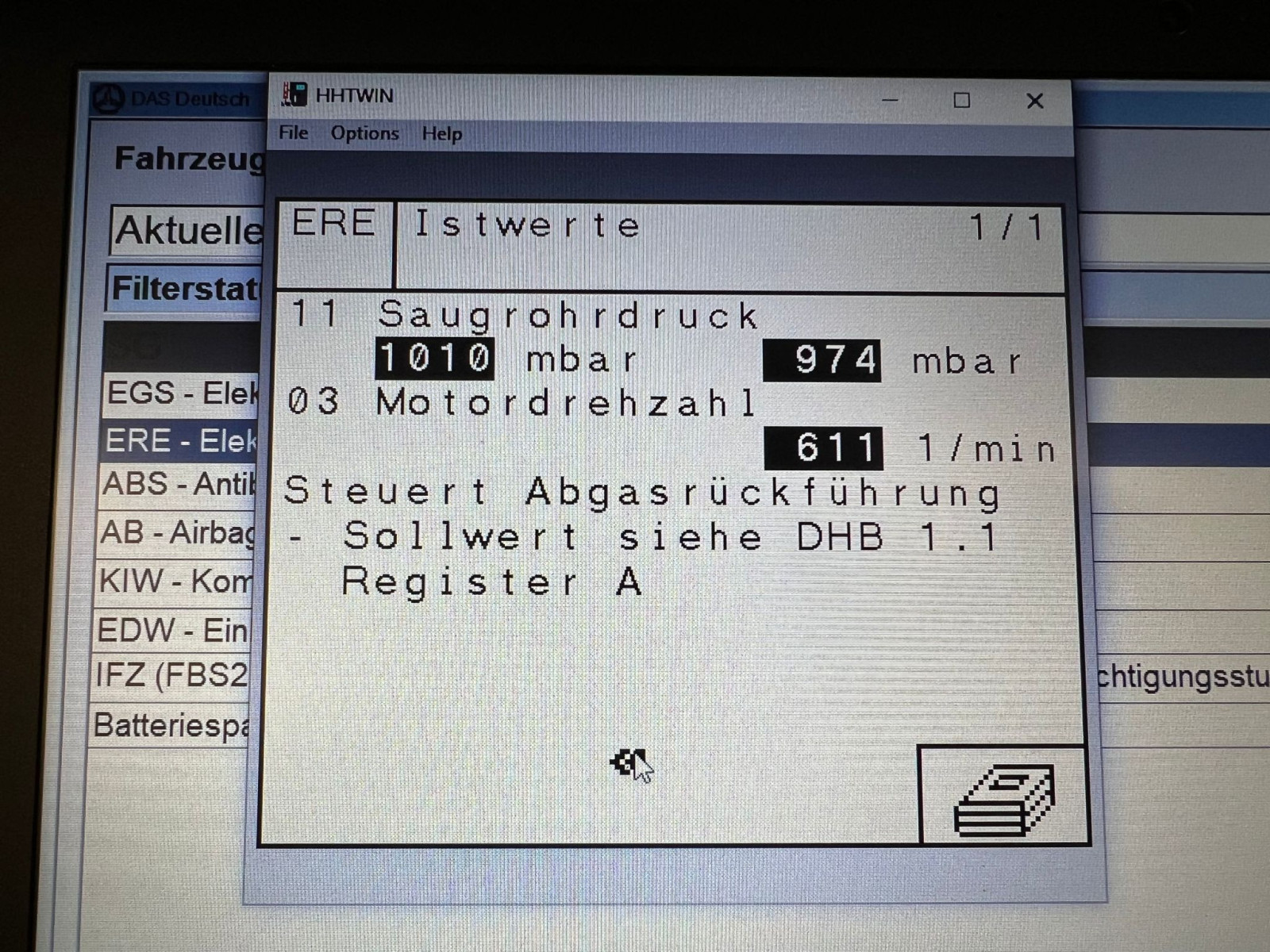 Fehlermeldung ERE Elektronisches Reihen-Einspritzsystem Diesel