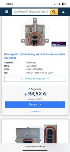 Steuergeräte Scheinwerfer