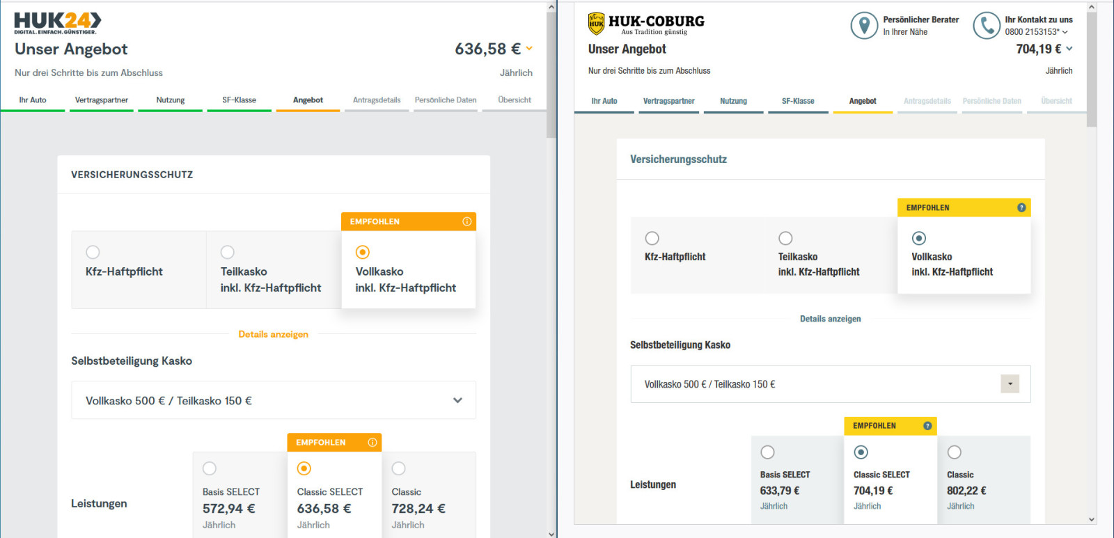 Vergleich HUK vs HUK24