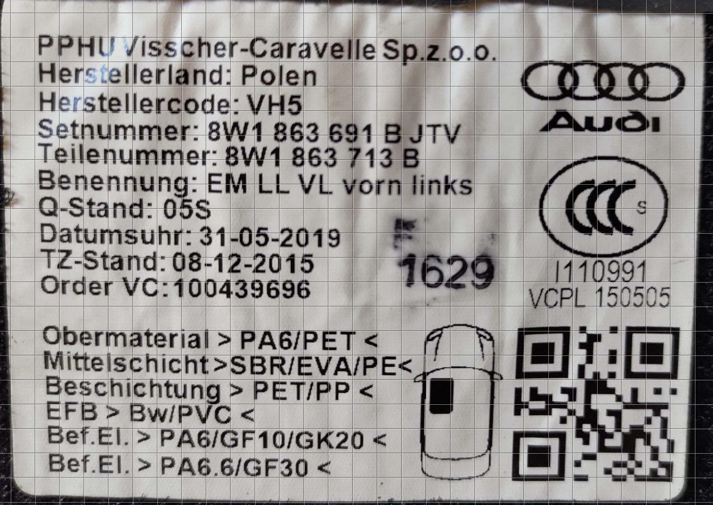 Fußmatten RS5 Sportback 2019 (1860 AAX)