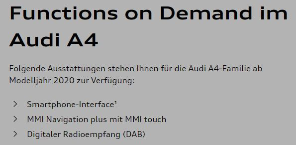 Audi A4 Avant B9/8W FL : Fehlendes Smartphone Interface