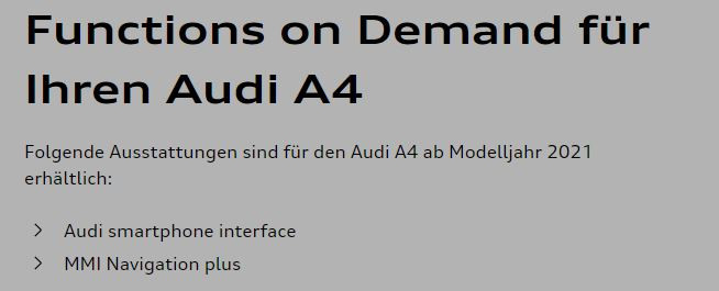 Audi A4 Avant B9/8W FL : Fehlendes Smartphone Interface
