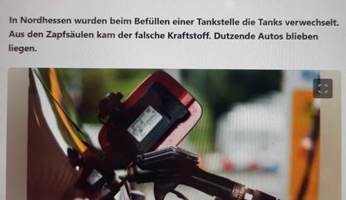 Tankstelle falsch befüllt