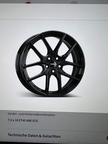 Felge Alu schwarz 18 Zoll