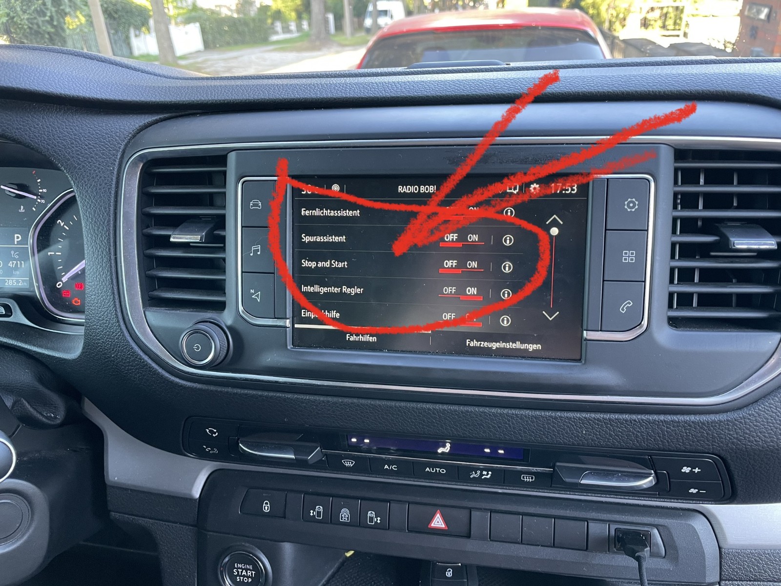 Opel Zafria Life Kindersicherung & Stop and Start ausschalten