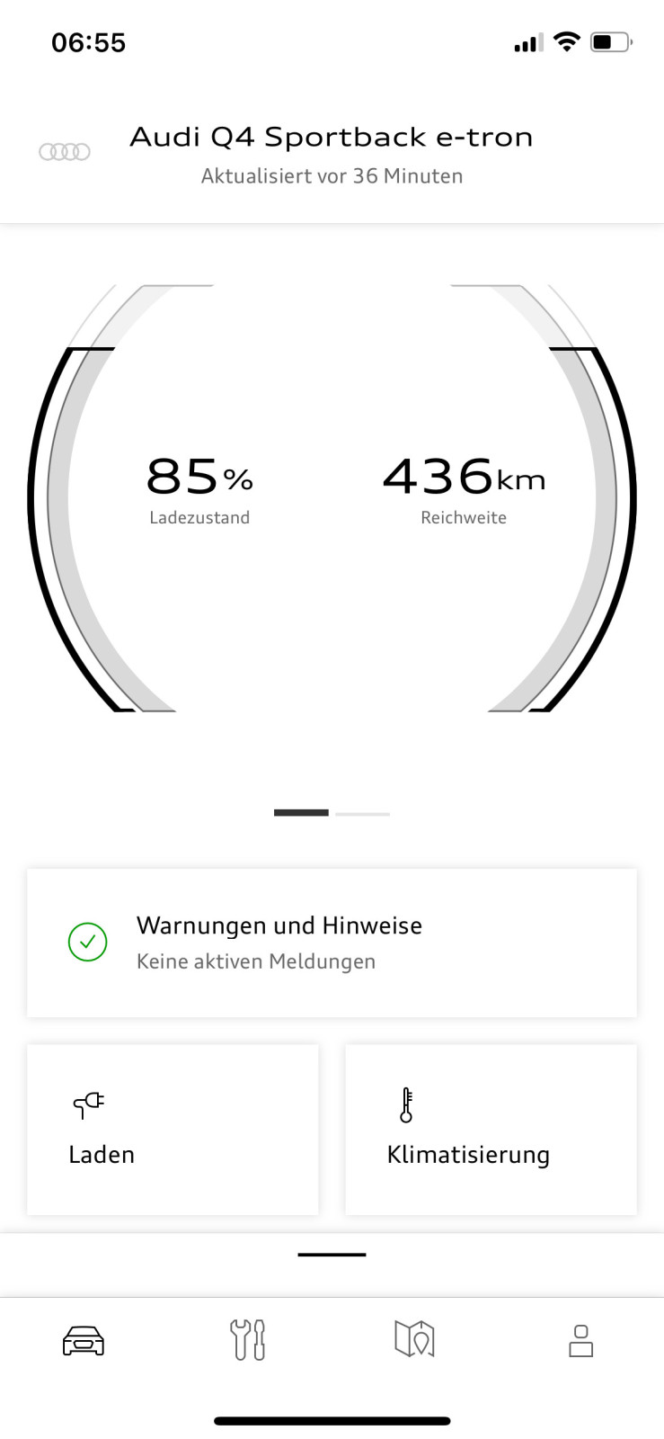 Angezeigte Reichweite bei 80%