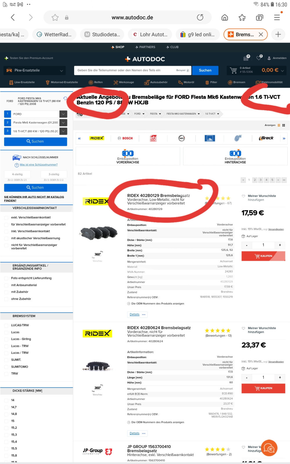 Fiesta ST MK7- MK8 bremsen identisch