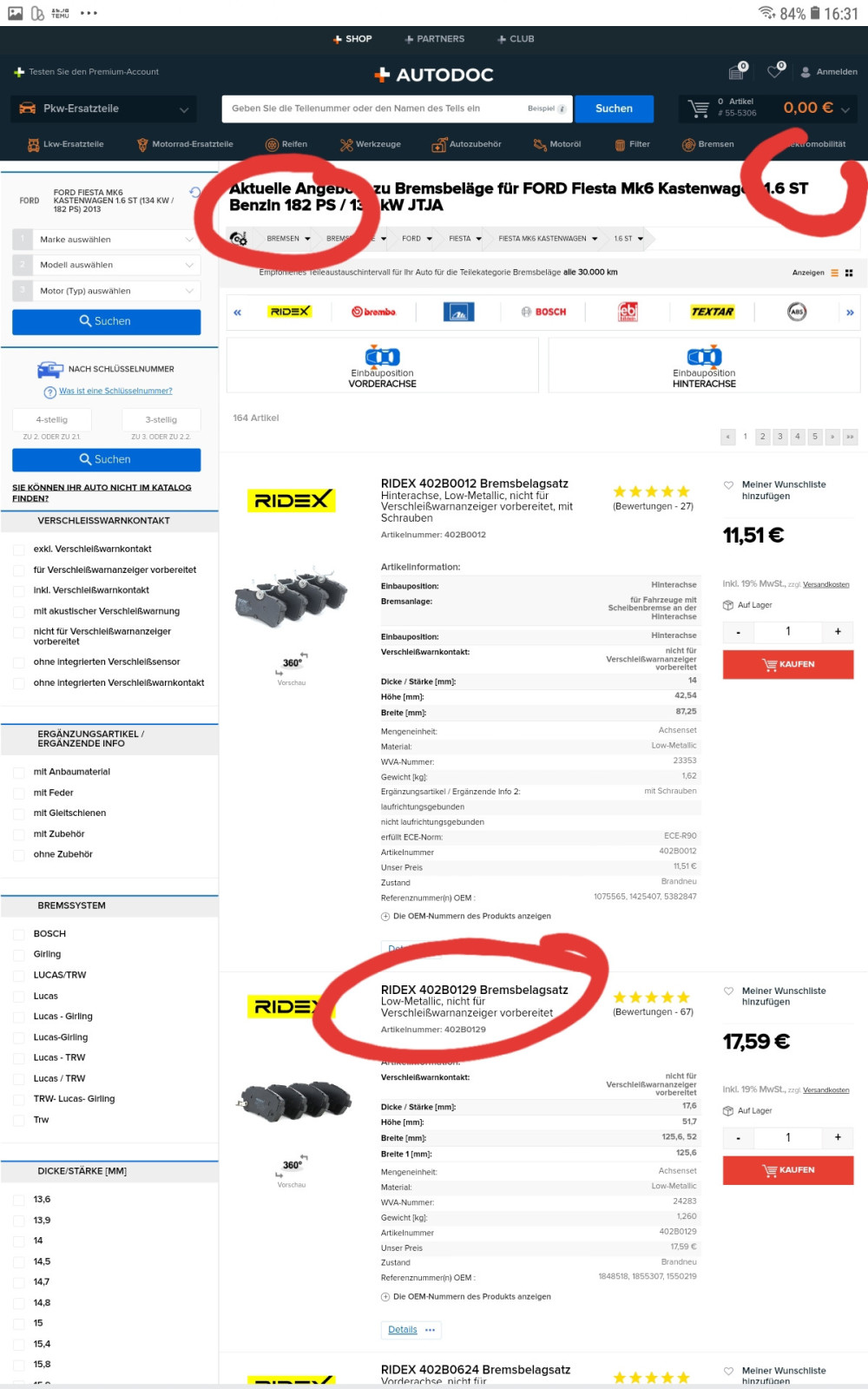 Fiesta ST MK7- MK8 bremsen identisch